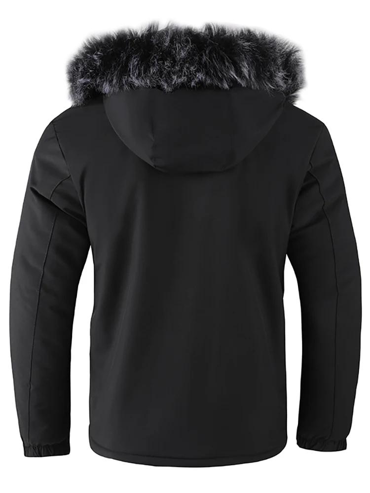 Fall and Winter Men's Casual Trend with The Hooded Cotton Jacket Windproof Padded Cold Pure Color Simple Cotton Clothing