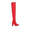 Q/Women's High Heels Boots, Fashionable Solid Color Pointed Thick Heels, Oversized Knee Length Boots