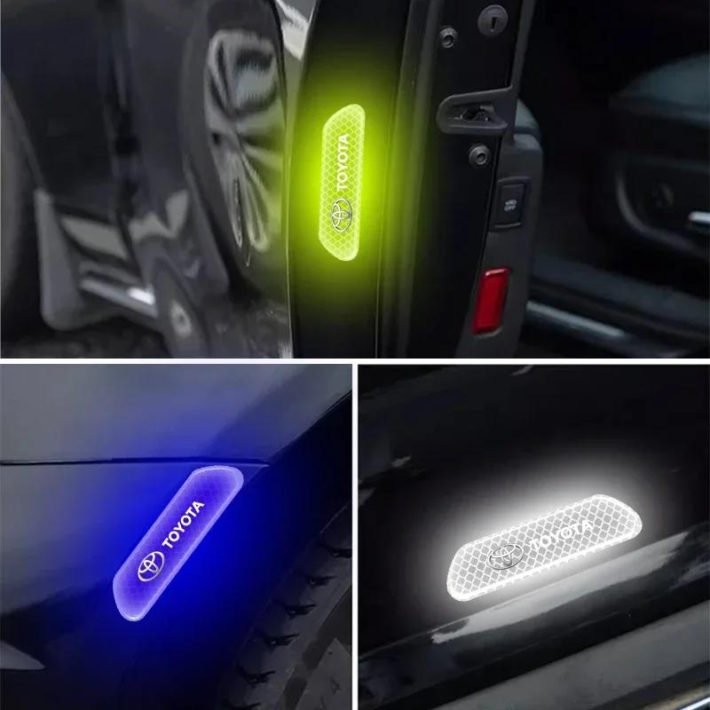 4PCS Car Door Safety Warning Reflective Mark 3D Sticker Car Accessories for Toyota GR Trd Camry Corolla Yaris Chr Auris Avensis T25