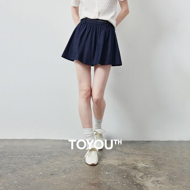 Chuyu Women s Two-Tone Waist A-Line Short Skirt S