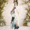 Women Plus Size V Neck Cold Shoulder Tie Short Sleeve Abstract Printed A Line Long Maxi Dress