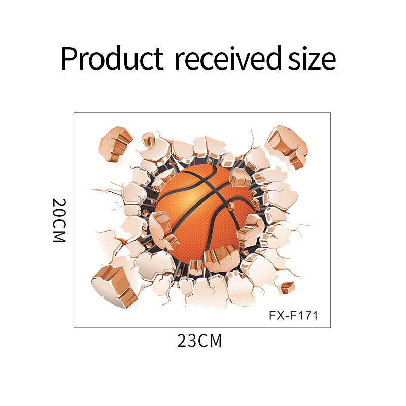 Breaking Through Wall Ball Sports Sticker Basketball Pool Soccer for Bedroom Home Decor Removable Decal