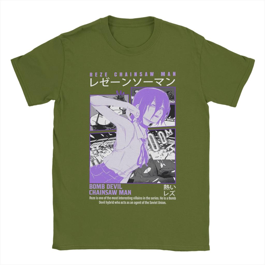 Chainsaw Man Reze Movie Devil Mens T Shirt  Novelty Tee Shirt Short Sleeve Crew Neck TShirt Cotton Birthday Present Tops