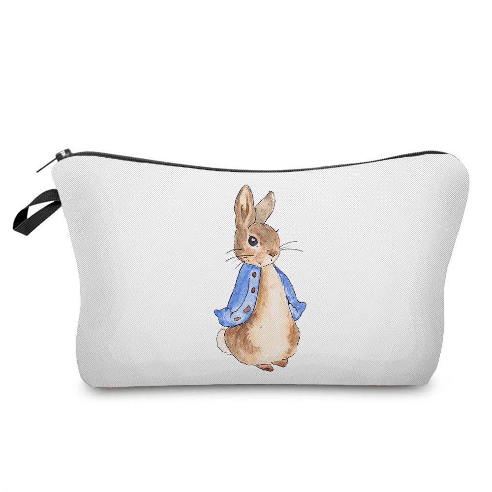 Women Rabbit Print Cosmetic Bag Toiletries Organize Travel Storage Case  6412 KTB