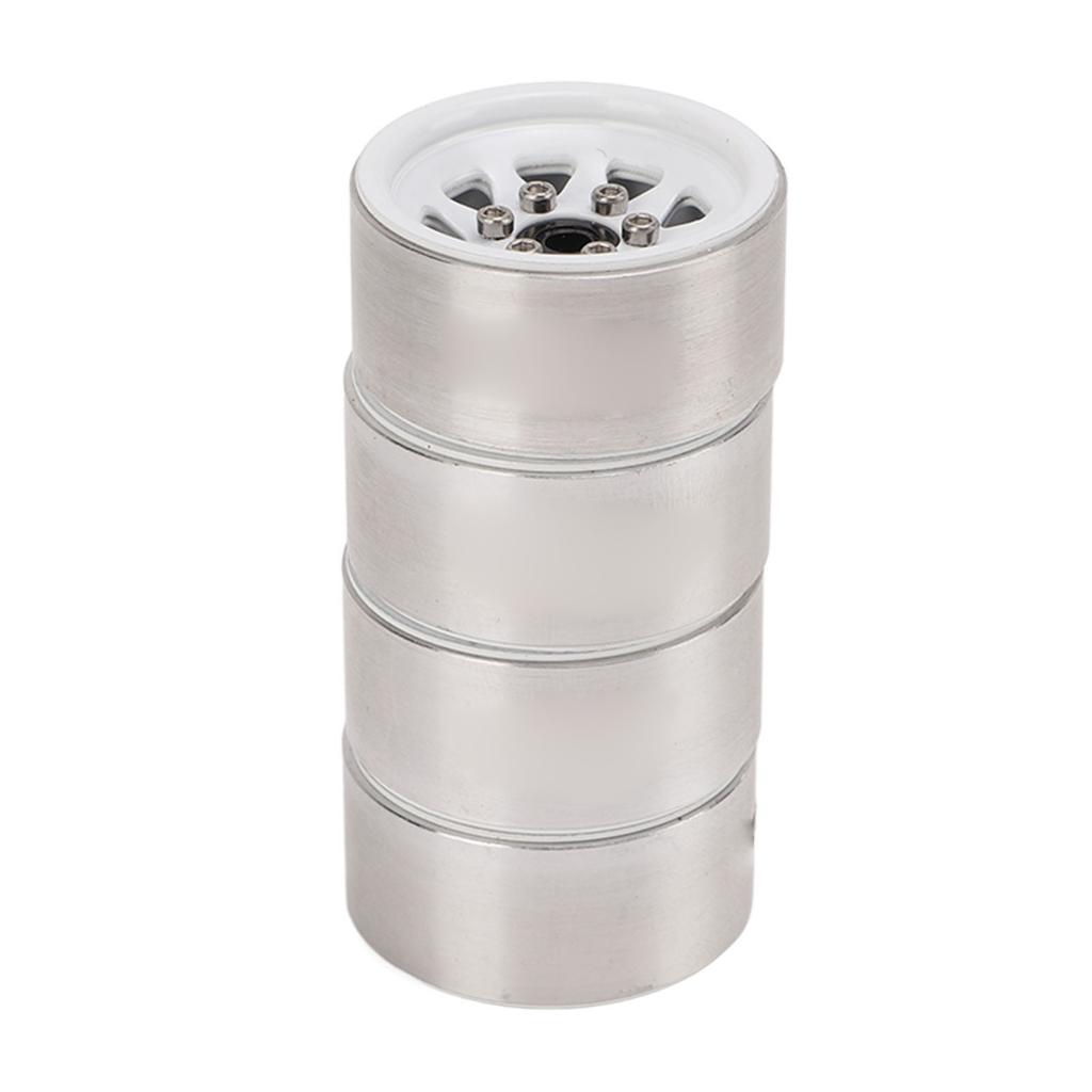 4 Pcs 1in RC Wheel Hub Lightweight Universal RC Car Replacement Metal Wheel Rims for Upgrade White