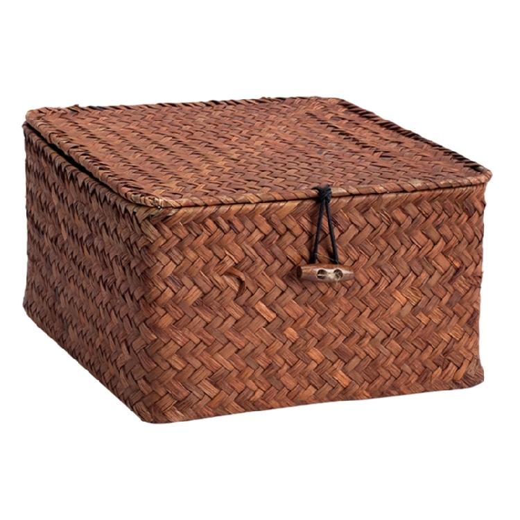 Nachhaltiger handgewebter Aufbewahrungskorb mit Deckel Bonboniere Arbeitsplatten-Organisation Naturfaser-Design Organizer