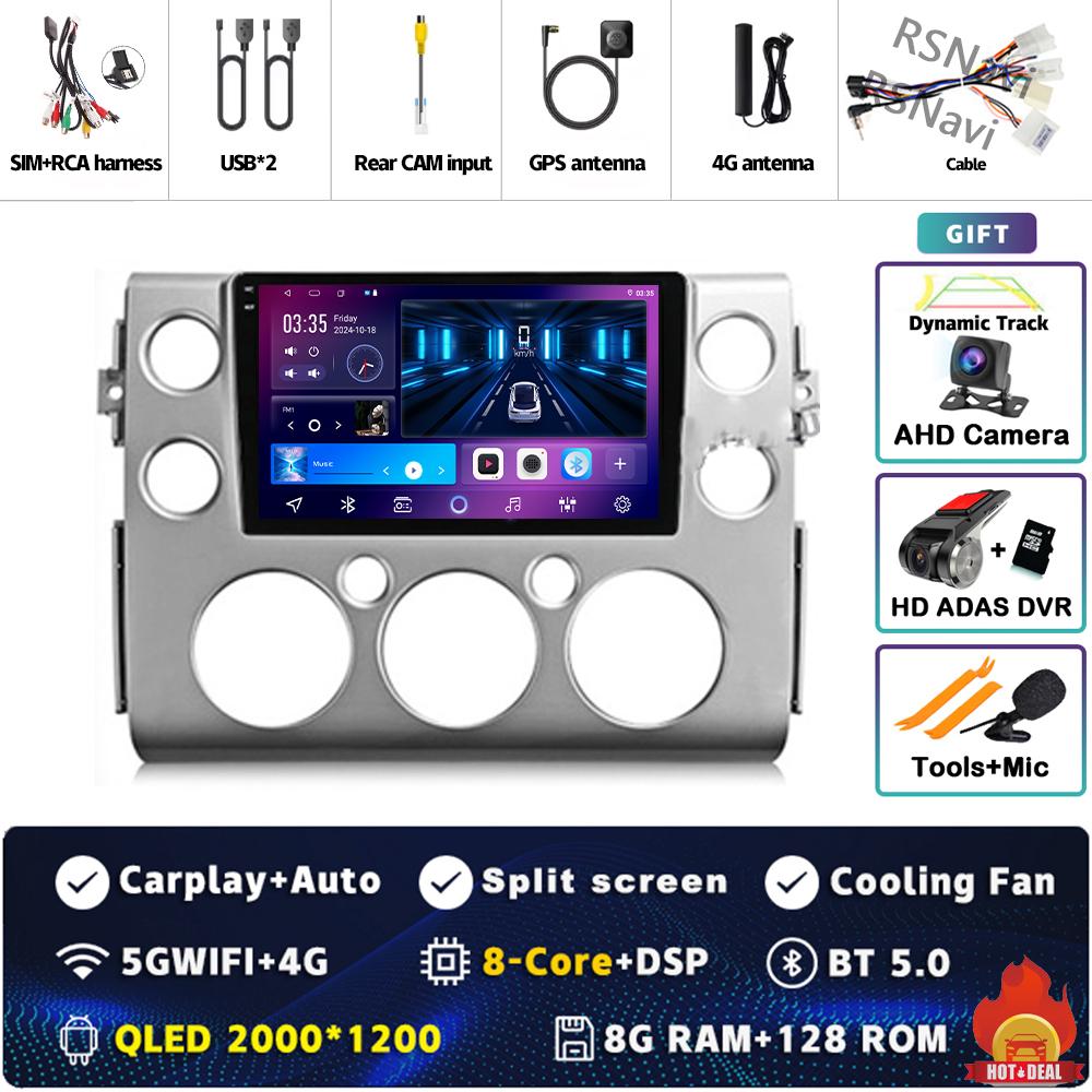 Android 14 Carplay Auto For Toyota FJ Cruiser J15 2006 - 2020 Car Radio 4G WIFI Player Multimedia srereo Navigation Video GPS BT