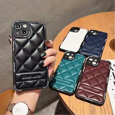 High Quality Geometry Pu Leather Soft Phone Case For Iphone 14 Pro Max 14 Plus 11 12 13 Pro Max New
