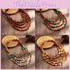 Retro Wooden Bead Necklace With Handcrafted Multiple Layers For Trendy Women
