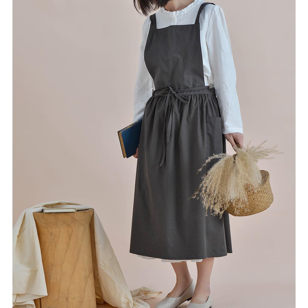 Cotton Linen Apron With Front Pocket Comfortable Breathable Fabric For Cooking And Baking Coffee Restaurant Waterproof