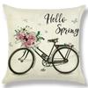 Seasons Throw Pillow Cover Spring Linen Flowers Truck Cushion Office Throw Pillow Cushion Throw Pillow Cushion