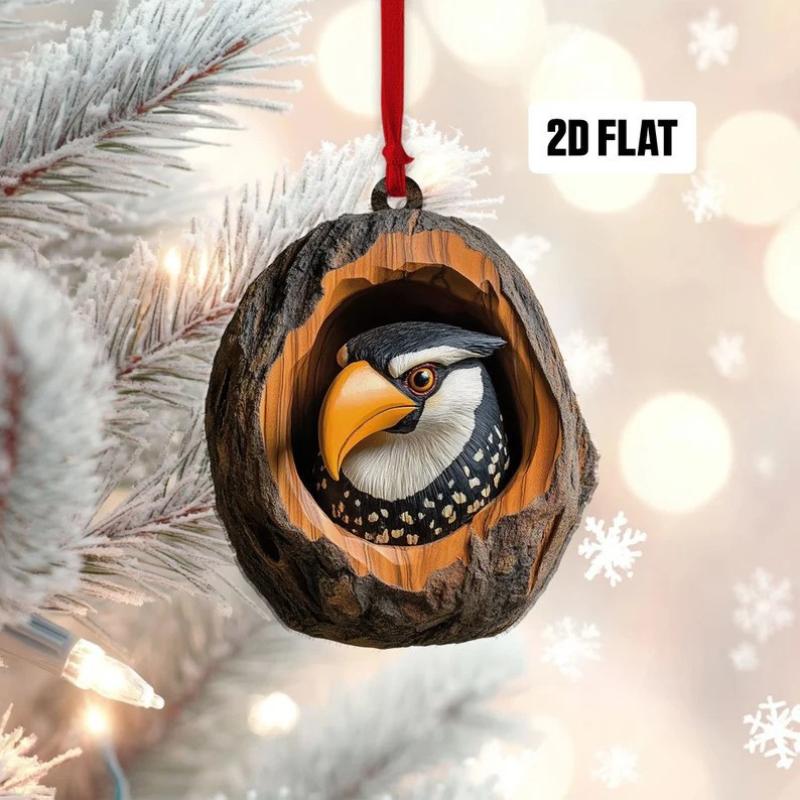 Neue Tier-Weihnachtsornamente 2D Flaches Acryl Vogelanhänger Eule Eichhörnchen Hase Anhänger Weihnachtsbaumdekoration Xmas Hängend