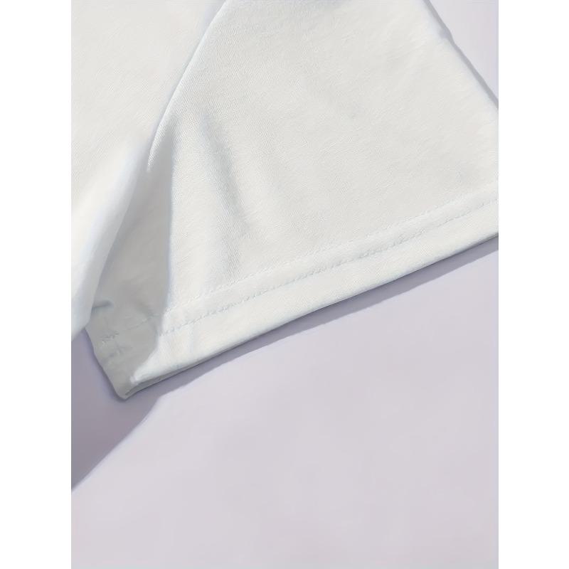 European Size Sun & Slogan Print Comfy T-Shirt, Round Neck Short Sleeve Sports Tee, Women's Activewear