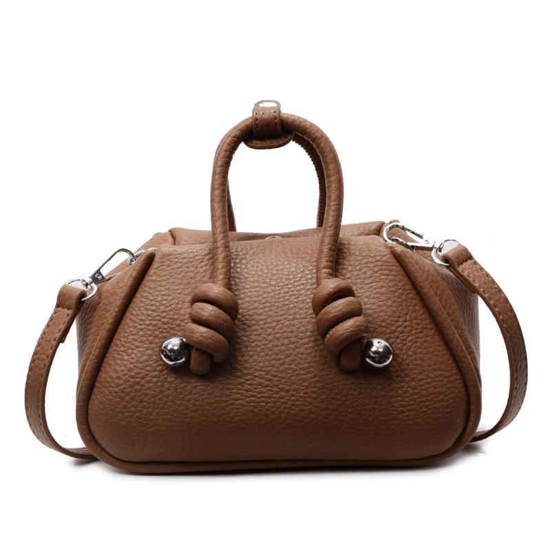 Trendy new product simple solid color niche design handbag bag femininity versatile high sense lychee pattern messenger bag