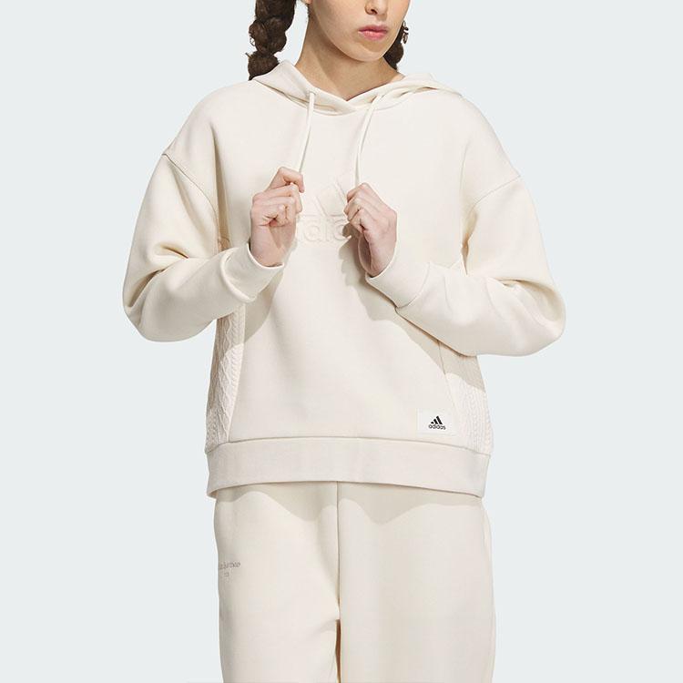 Adidas Lounge Hettegenser Ensfarget Sport Fritid Pullover Dame Topper Wonder-White IP0756