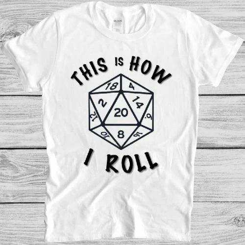 20 Sided Dice T Shirt Dungeons Geek Magic Dragons Retro Vintage Cool Tee M14 XXXL