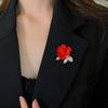 Pin 3D Rose Flower Shape Sparkling Rhinestones Inlaid Decorative Brooch Sweaters Collars