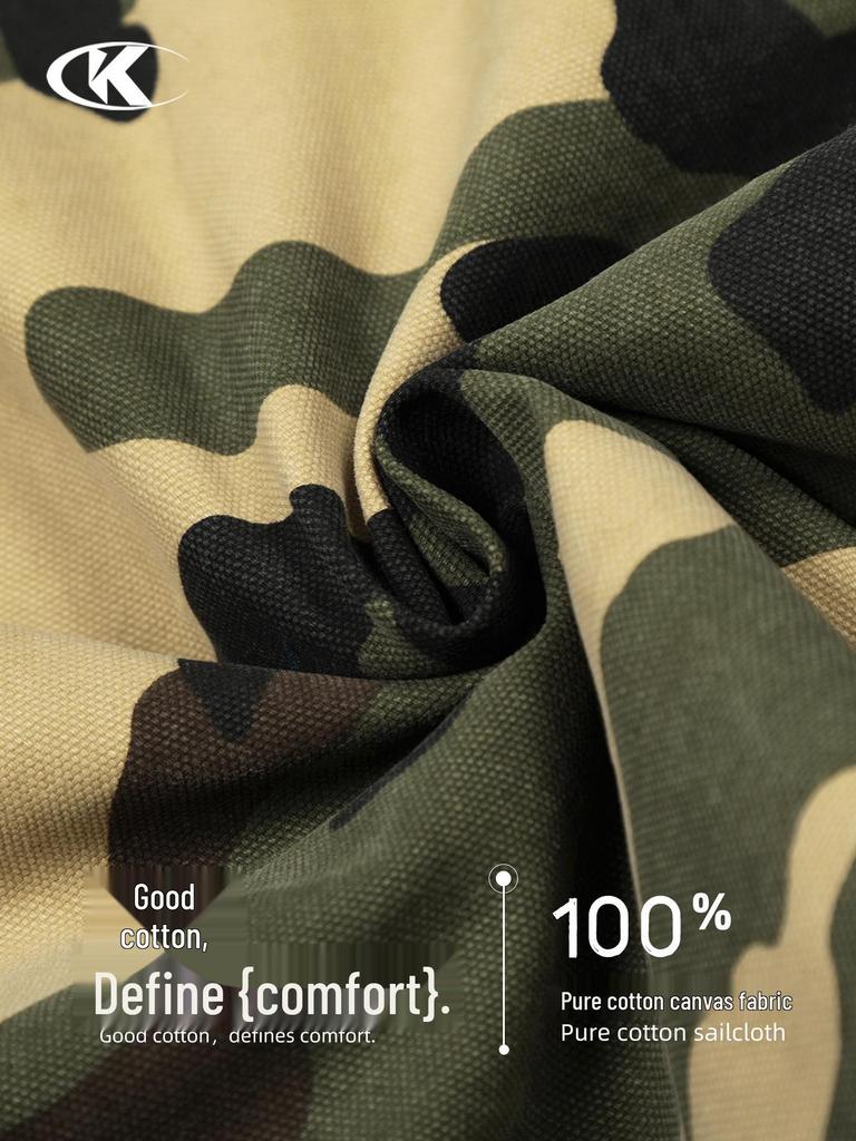 11KN Unisex Retro Camouflage Military Workwear Jacket: Slimming, Short, Wide Shoulder, Loose Fit Streetwear.