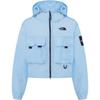 Logo Embroidered Hooded Long Sleeve Work Jacket Women Jackets Light-Blue NJ3LR31O