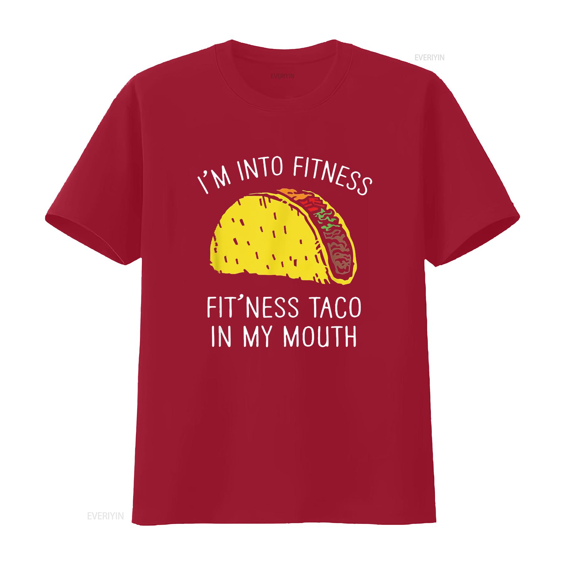 

I m Into Fitness Taco in My Mouth Funny P T Shirt for Women Cool and Stylish Fashion Statement vintage Washed Breathable S