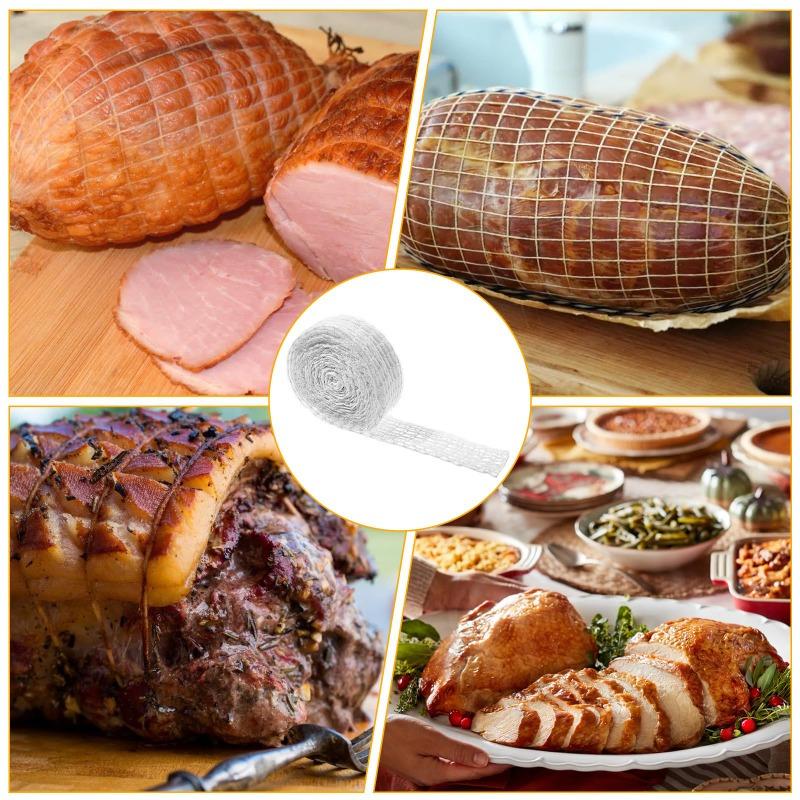 15/1M Baumwoll-Fleischnetz Elastisches Räucherfleisch-Geflügelnetz Metzgergarn Kochschnur Wickelnetzrolle für Fleischkochwerkzeuge
