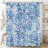 High-quality waterproof shower curtain with blue hydrangea pattern for bathroom decoration