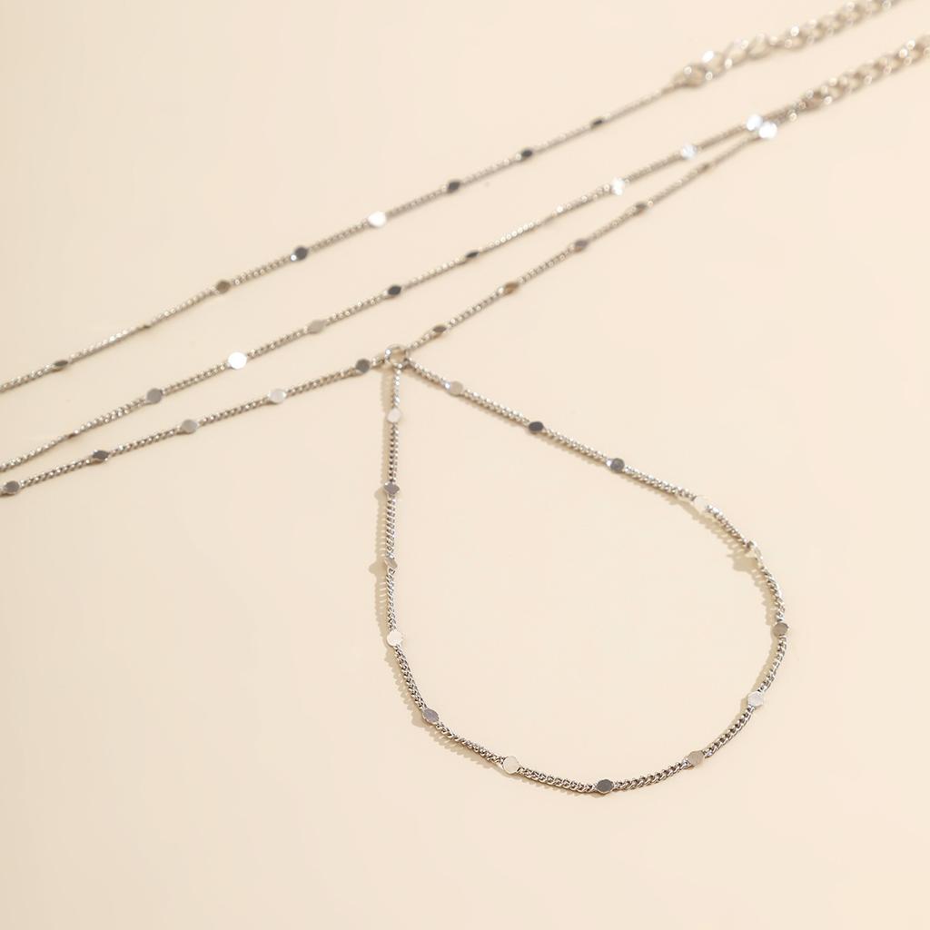 Ensemble de bracelets de doigt à chaîne fine à paillettes multicouches, bijoux simples style métal froid pour femmes