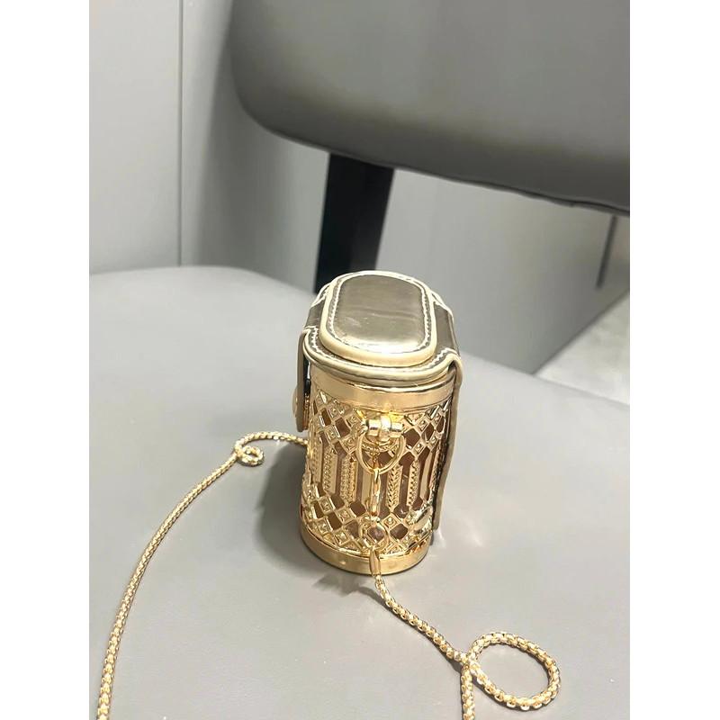 Golden Luxury Designer Mini Small Shoulder Bags Evening Bag Purses And Handbag Funny Metal Shape Clutch Purse Party Wedding