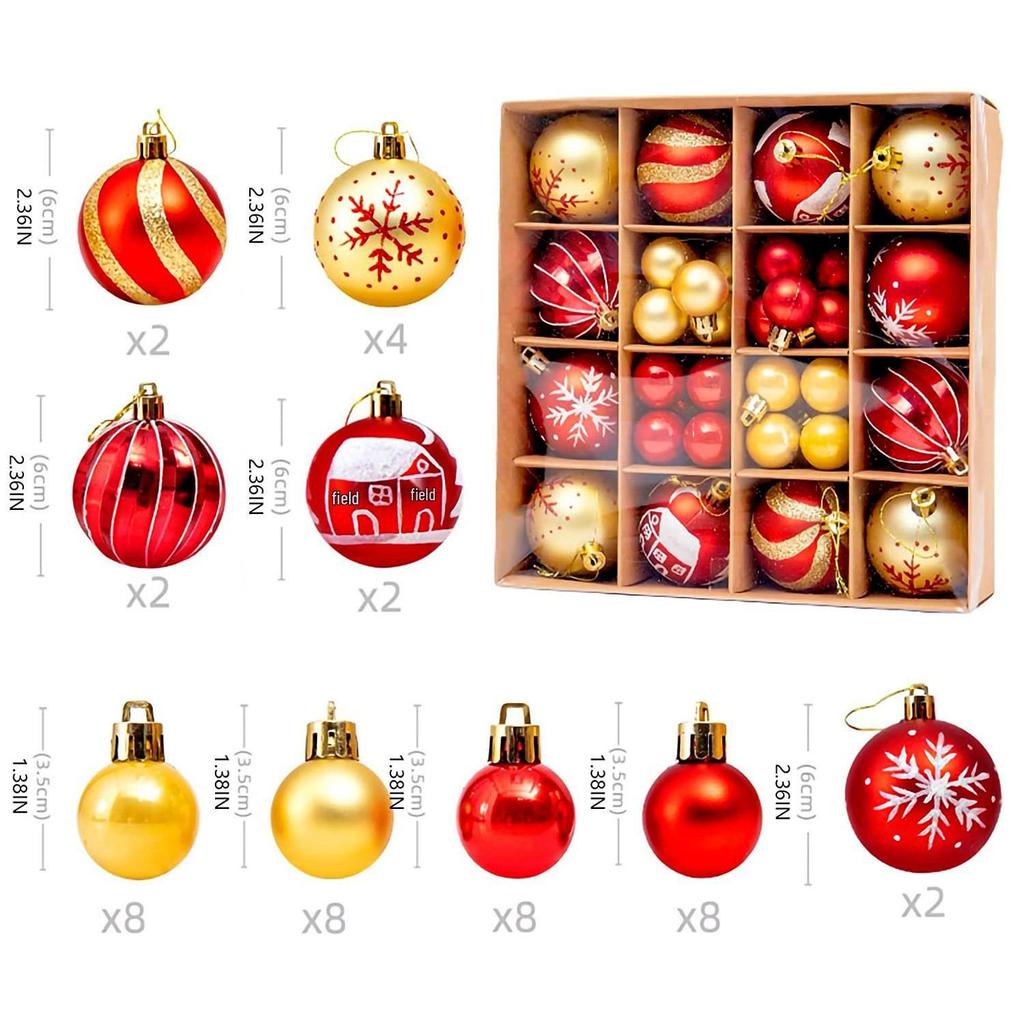 Christmas Tree Ornaments: Painted Irregular Paper Box Set of Colored Balls
