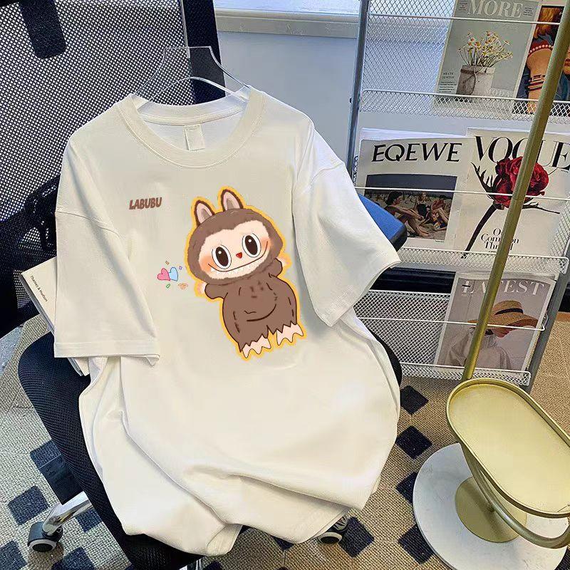 Labubu oblečení kreslené s krátkým rukávem chlapci a dívky letní ležérní tričko topy