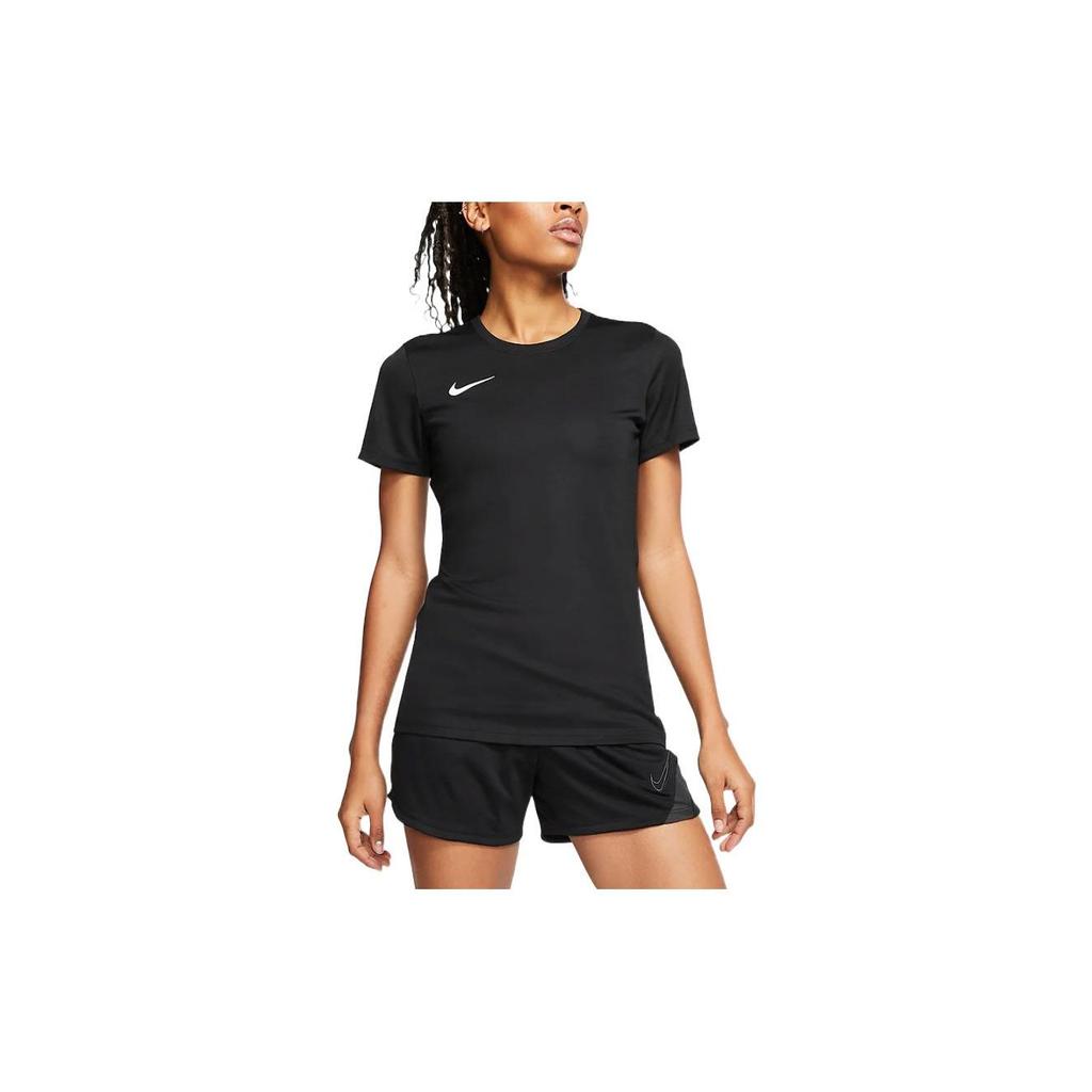 Nike Dri-Fit Casual Soccer Solid Color Short Sleeve T-Shirt Women Tops Black BV6728-010