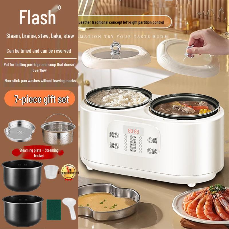 Dual-Pot Dual-Control Rice Cooker: Steam, Cook