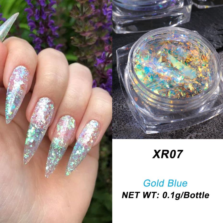 Aurora Ice Crystal Opal Powder Nail Glitter Iridescent Dust Charm Nail Flakes Slice Sparkly Brocade Sequin Manicure
