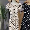 Women's Polka Dot Puff Sleeve Summer Dress - French Retro Style