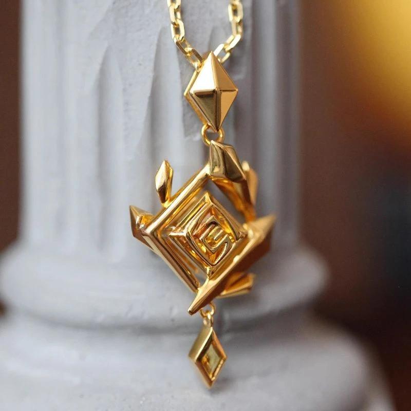 Anime Spiel Genshin Impact Zhongli Geoculus Cosplay Halskette für Erwachsene Unisex Legierungskette Choker Schmuck Kostümzubehör Requisite