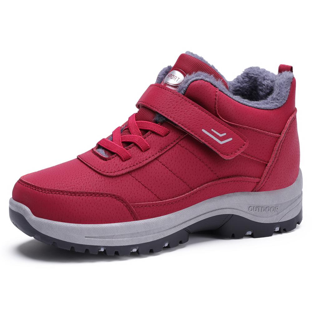 Cotton Shoes Female Couple Large Size Boots Female Velvet Thickened Cotton Boots Velcro Women's Boots Warm Snow Boots