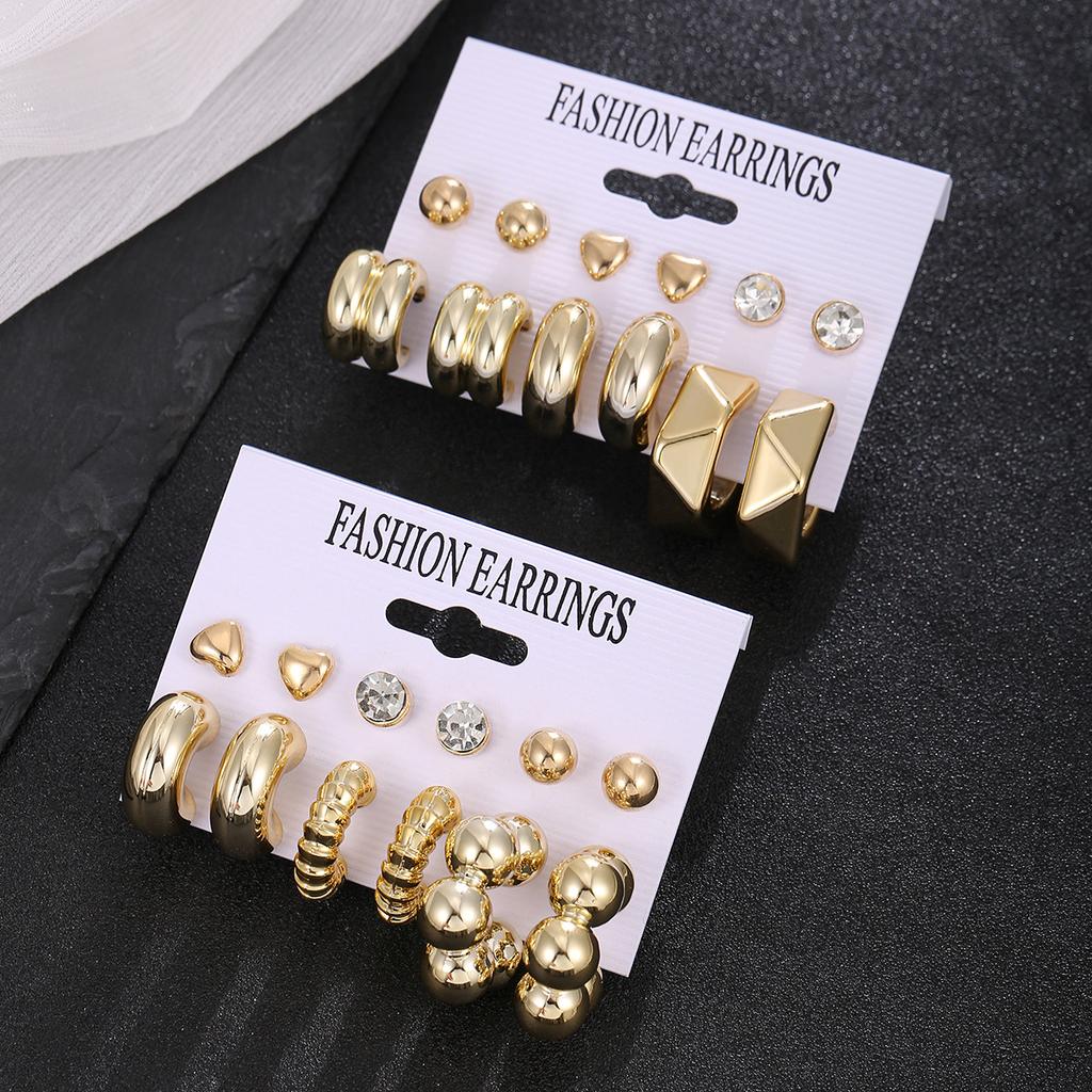 Hot-selling creative geometric ring earrings set personalized resin earrings