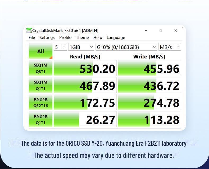 Orico 2,5" Externes Typ-C SATA SSD/HDD Gehäuse für Notebook