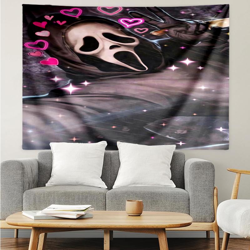 1PC Ghostface Greetings Poster K-pop music group Tapestry Accessories for Bedroom,Livingroom, dormitory Room Wall Decor Fan Birthday Gifts