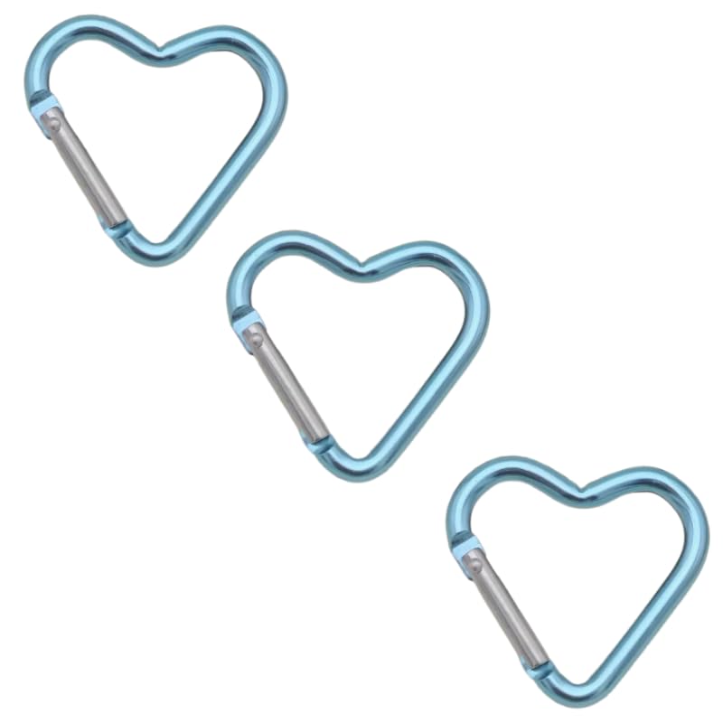 

[NYANDELMO] carabiner heart key ring ultra small carabiner Favorite color Favorite color colorful bag charm multifunctional set of 3 light blue