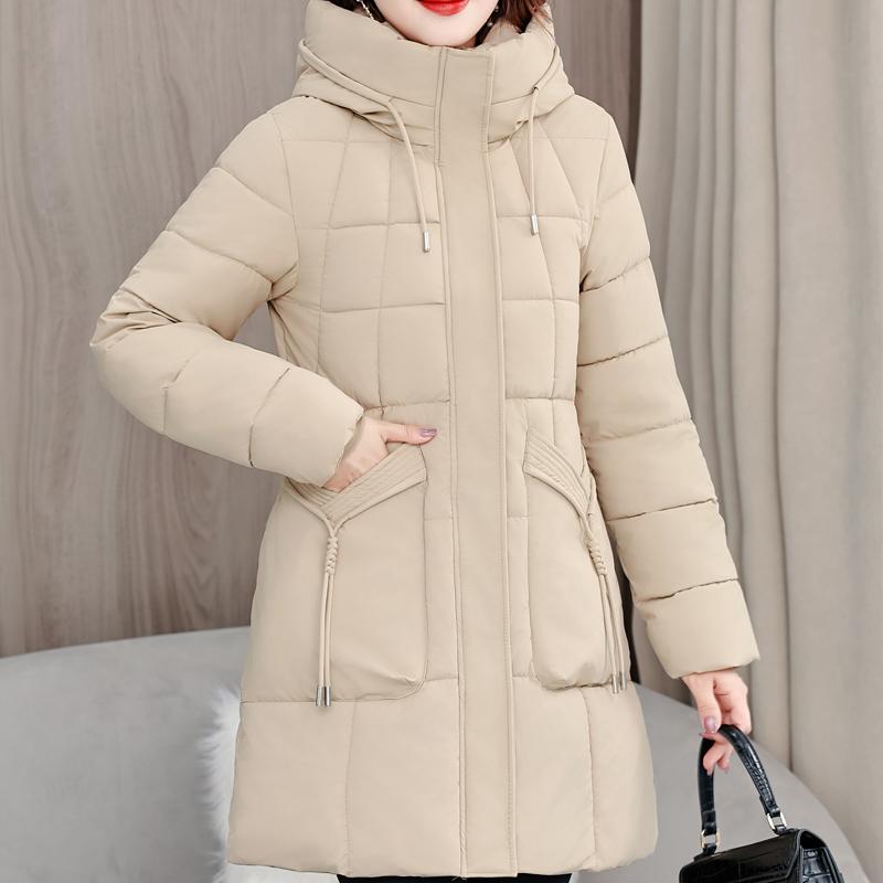 

Длинные парки для женщин среднего возраста, зимние пальто, элегантные свободные, толстые, теплые, женские куртки с капюшоном 4XL хаки