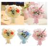 Completed Crochet Flowers Bouquet Versatile Desk Ornament Artificial Flower for New Year Thanksgiving Festival Wedding Birthday