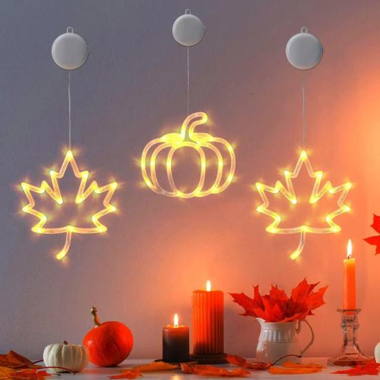 Autumn Decoration Light with Suction Cup IP55 Waterproof Easy to Install Battery Operated Halloween Decorative Window LED Light