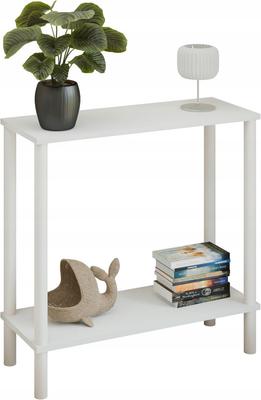 Loft Console Table with Shelf 80x30x80 Cm Metal White For Hallway