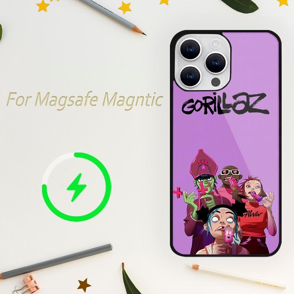 

Чехол для телефона Rock Band Gorillaz для iPhone 15 14 13 12 11 Plus Pro Max Magsafe с магнитной беспроводной зарядкой iPhone14plus