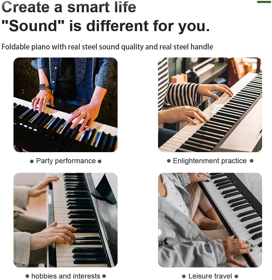 Coolmusic 88klávesová klavírní klávesnice skládací BT digitální klavír se světlými klávesami Klávesnice Klavír dobíjecí Přenosný polováha