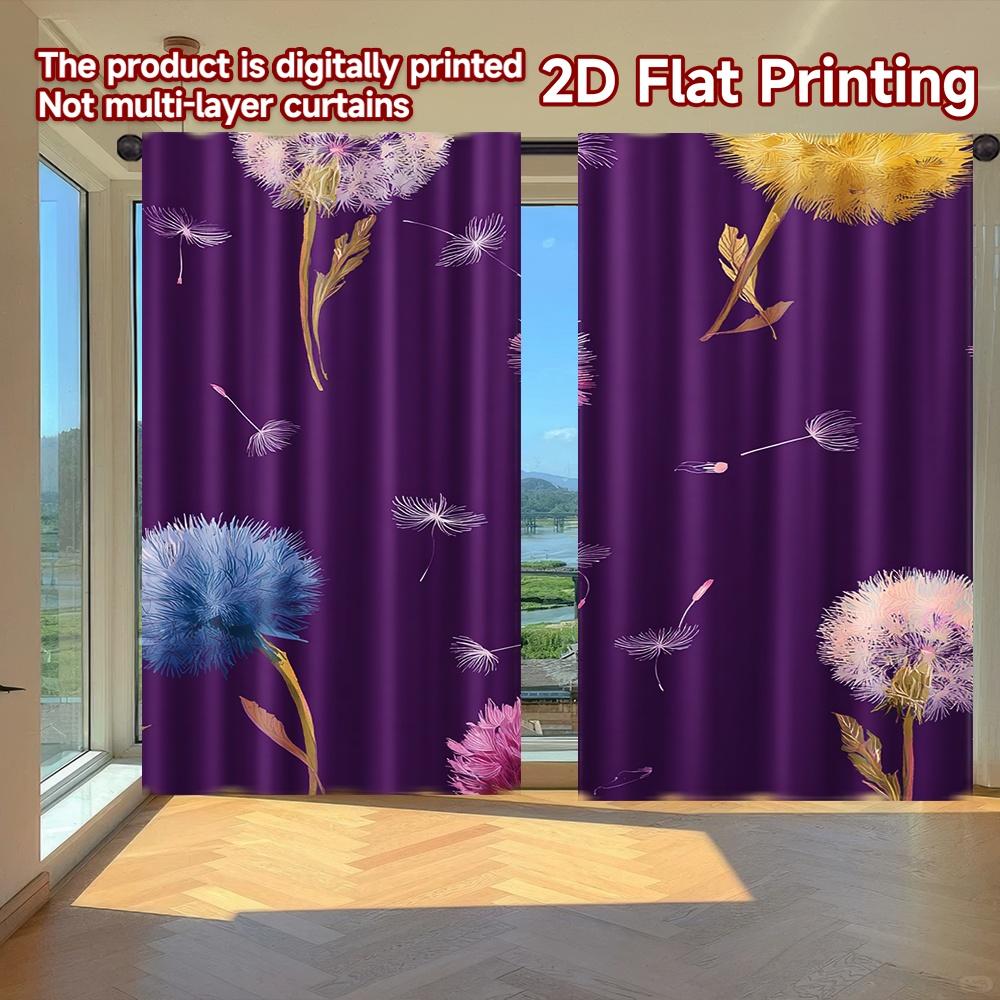 

Set Of 2 Flat Printing Curtains Without Rod Floral Whispers Purple Saint Patrick Is Day Festival Machine Minimalist Made Polyester W100*H70(CM)-Rod Pocket&2PCS