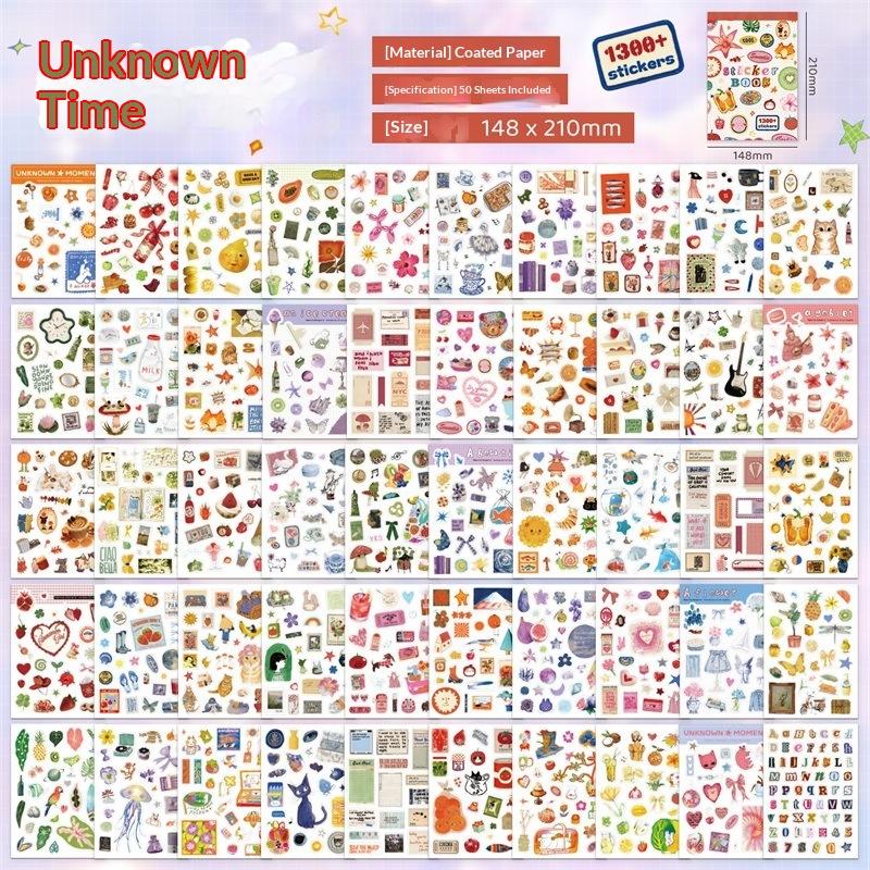50 Sheets Diy Craft Planner Accessories Moment Paper Scrapbooking Sticker Books With Animals Plants Fruits Aesthetic Material A1