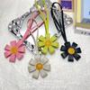 Colorful Sunflower Dopamine Bag Charm, PU Leather Small Flower Pendant, Exquisite Creative Leather Flower Ornament, Car Hanging