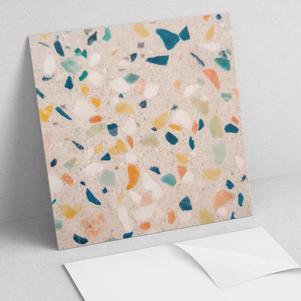 Kafelki Winylowe Z Nadrukiem Wzór Z Kolorowymi Fragmentami 20X20X20 Cm
